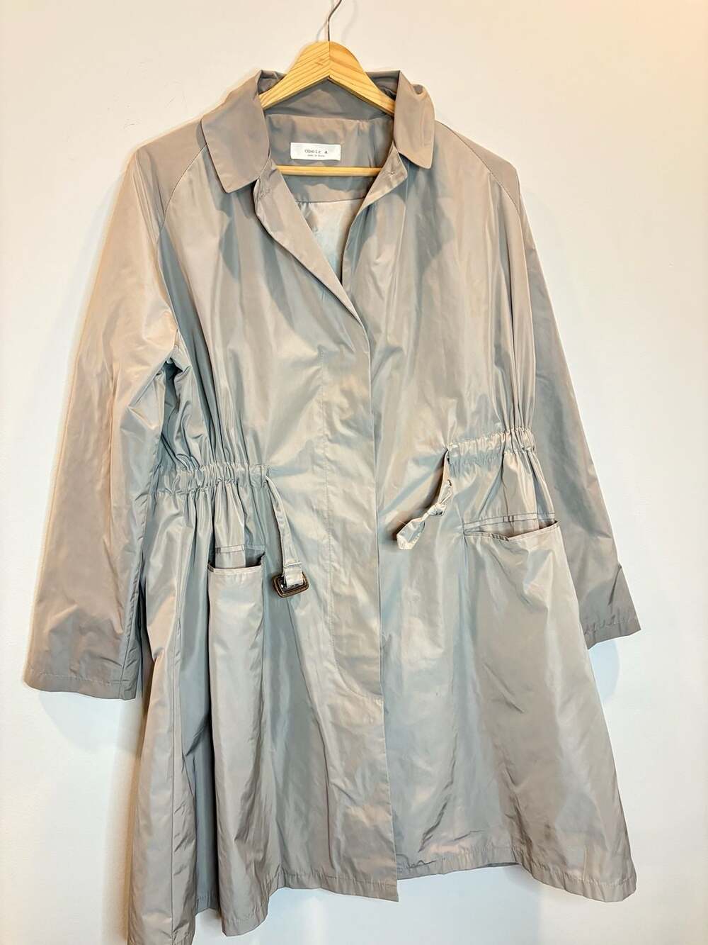 Obeir a Made in Korea Grey Lightweight Utility Trench Coat with Drawstring Waist